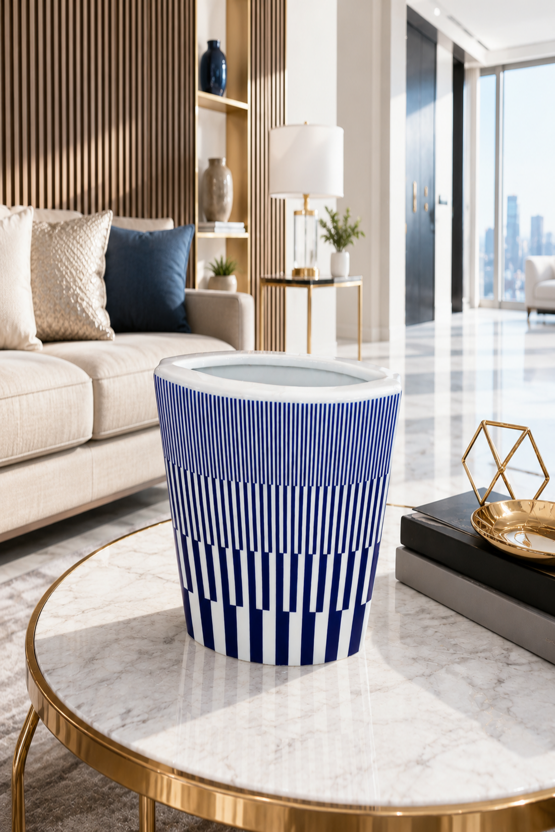 Azure Rhythm Ceramic Vase