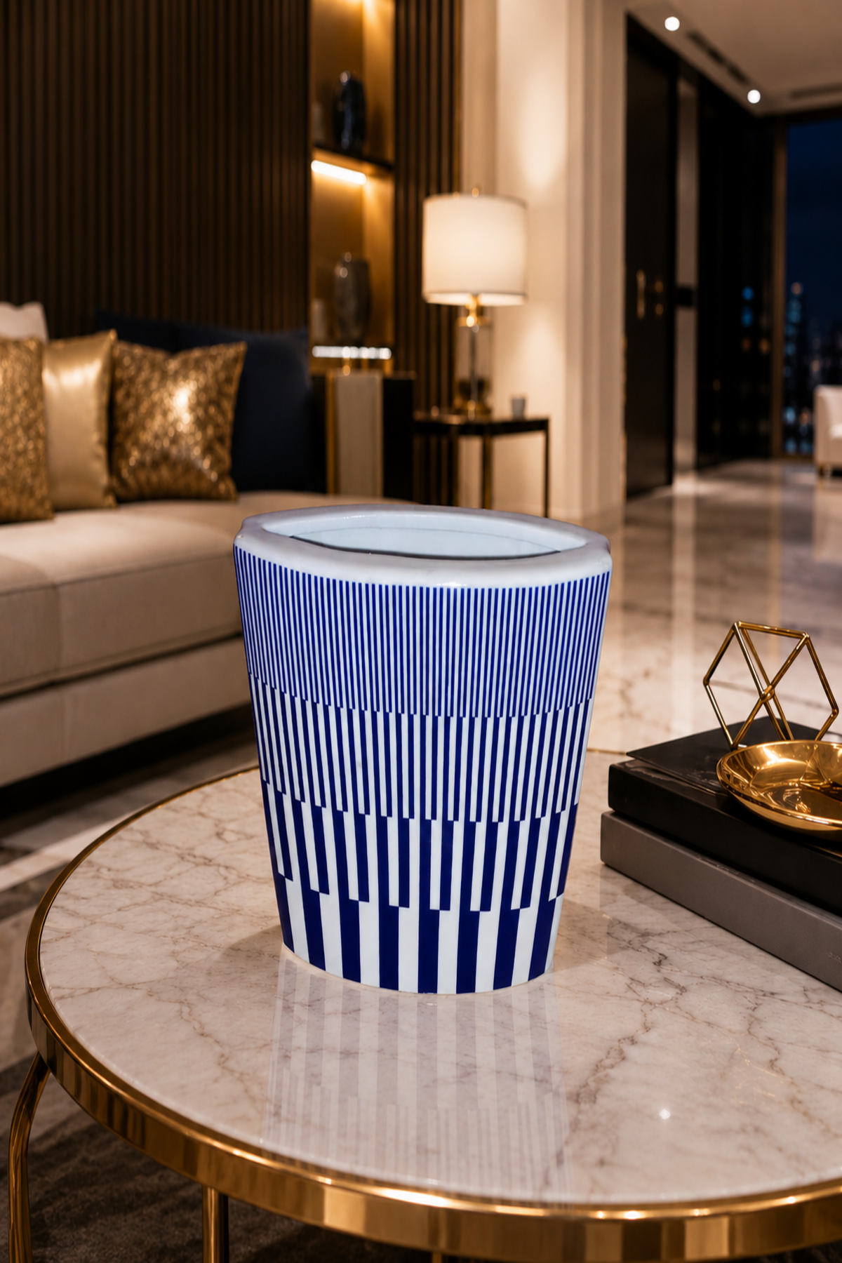 Azure Rhythm Ceramic Vase