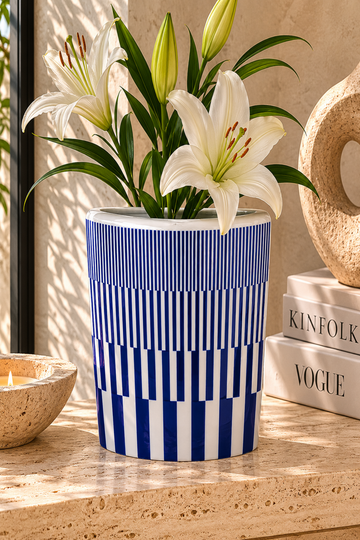 Azure Rhythm Ceramic Vase