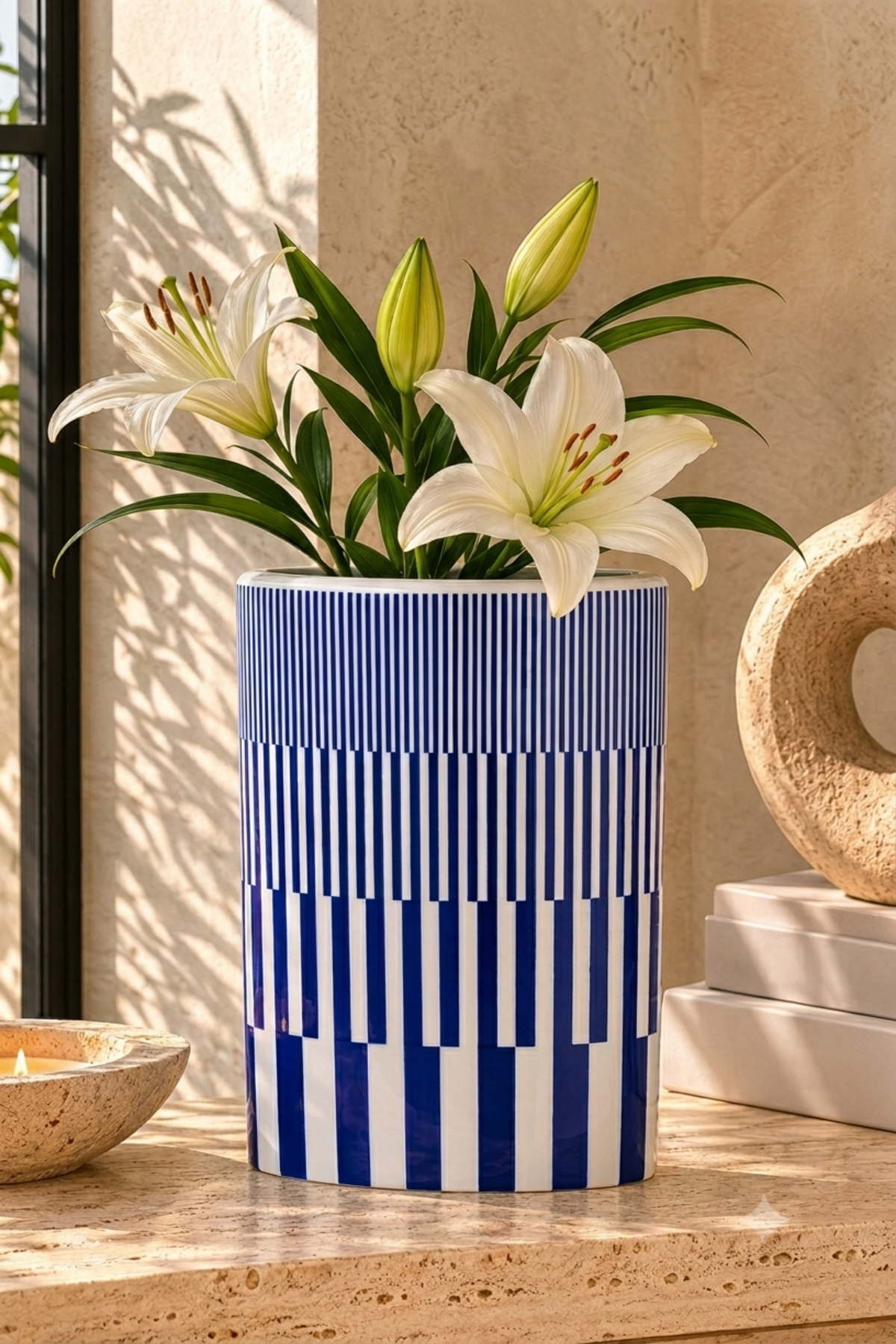Azure Rhythm Ceramic Vase