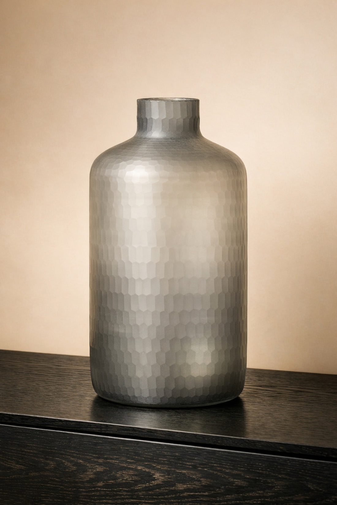 Aura Smoky Grey Hammered Glass Vase
