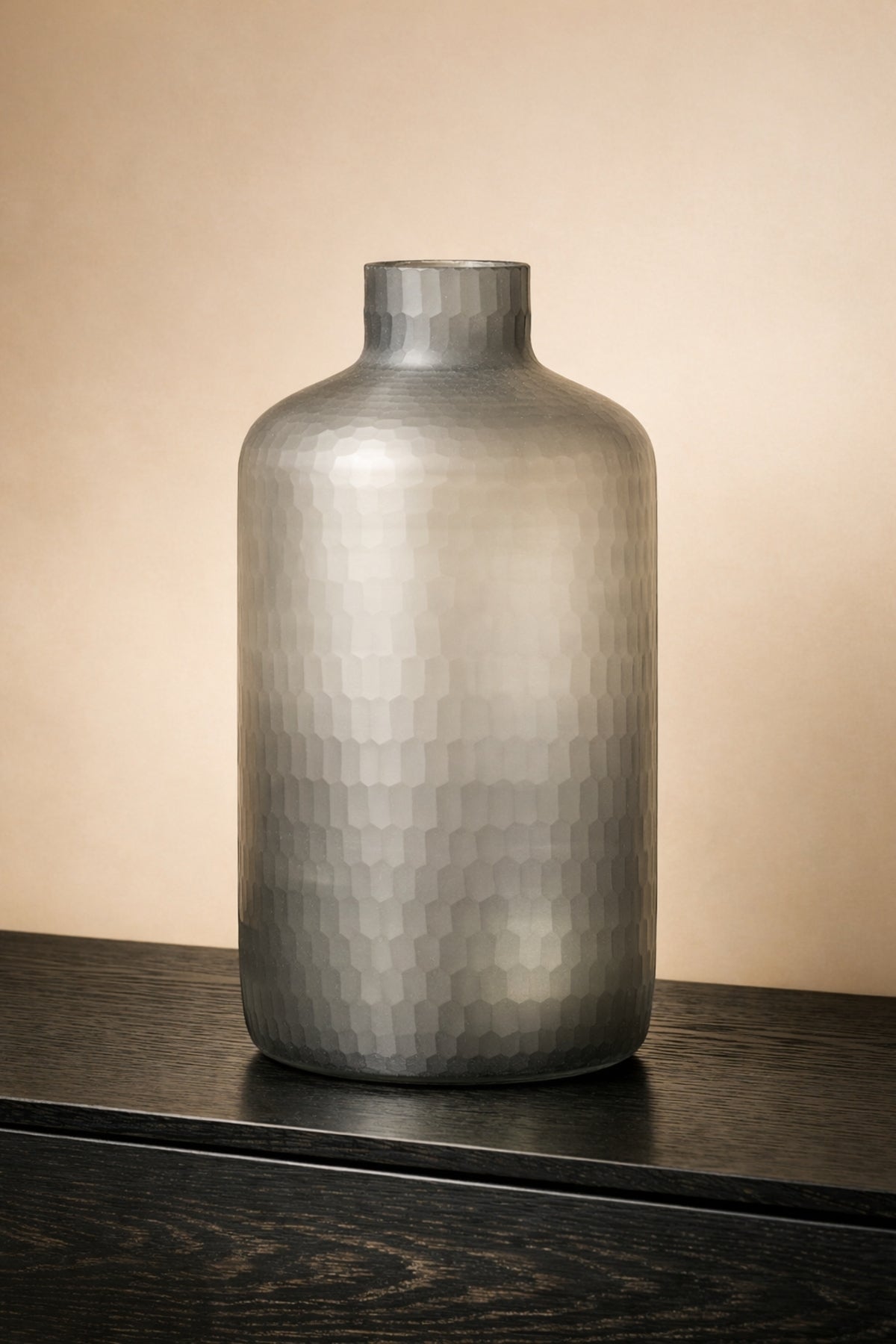 Aura Smoky Grey Hammered Glass Vase