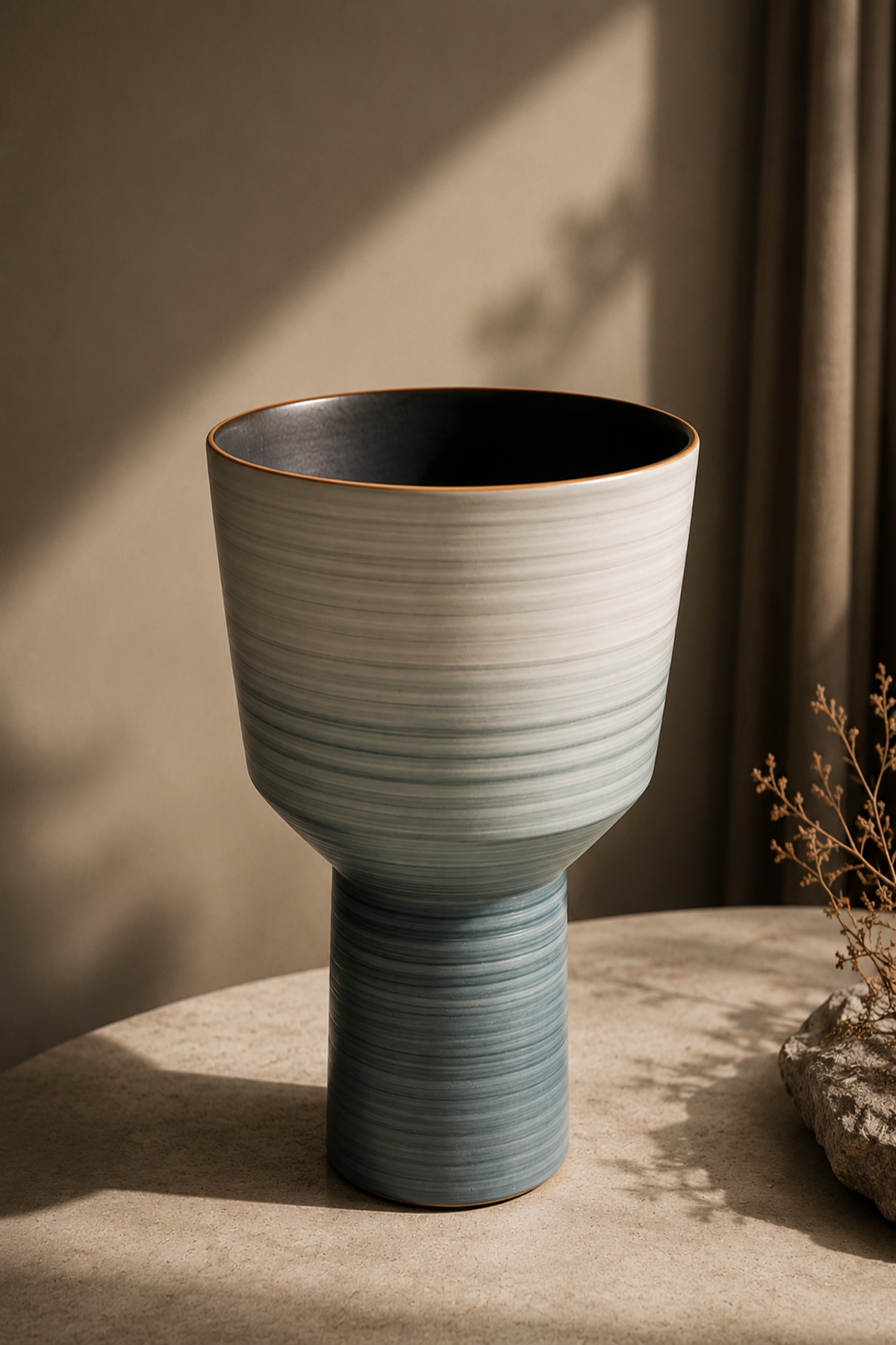 Midnight Ripple Pedestal Planter