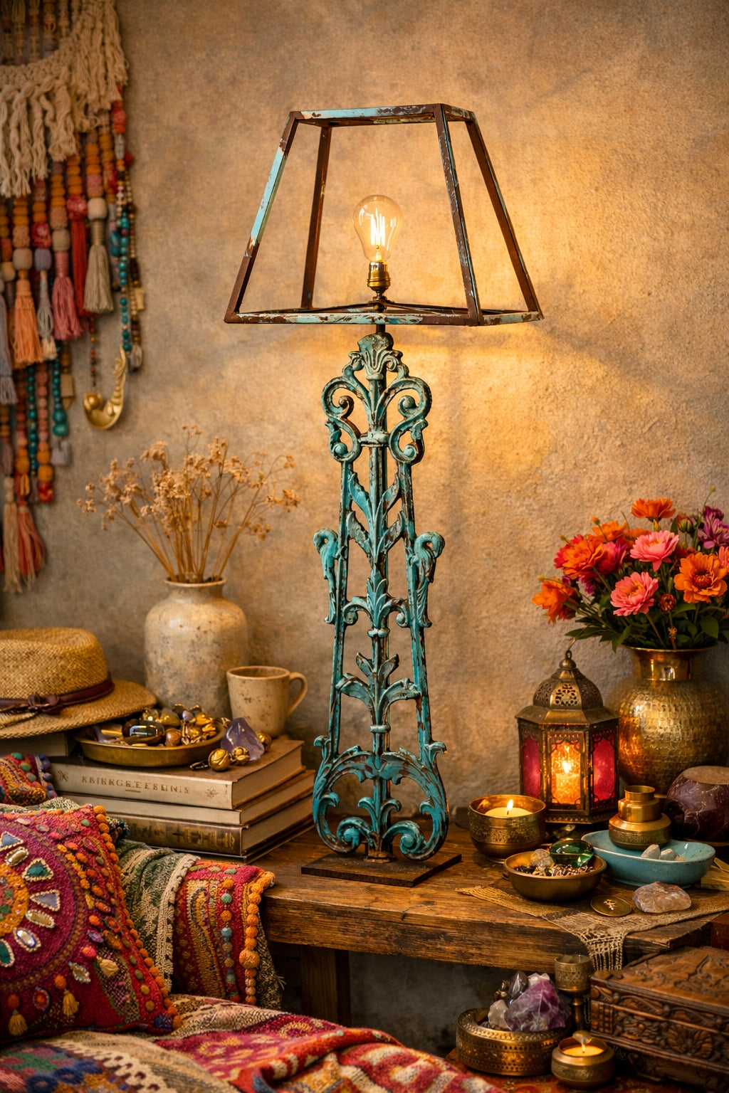 The verdigris manor lamp