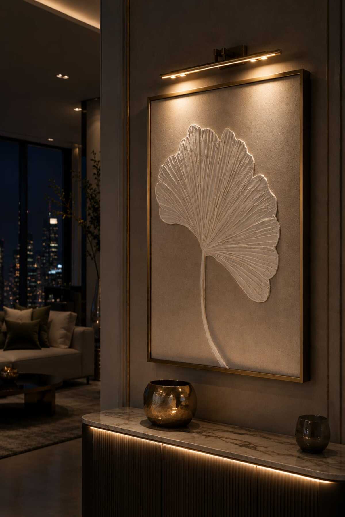 Ivory Ginkgo Relief Wall Art Frame