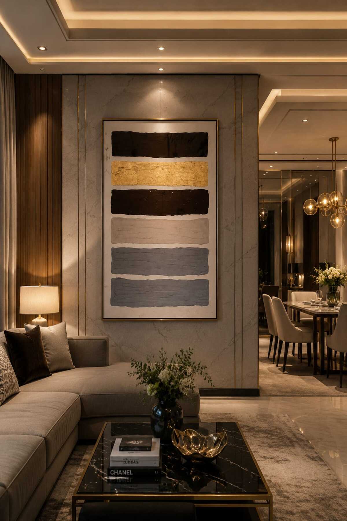 Golden Horizon Textured Wall Art