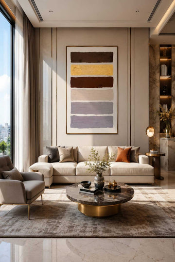 Golden Horizon Textured Wall Art