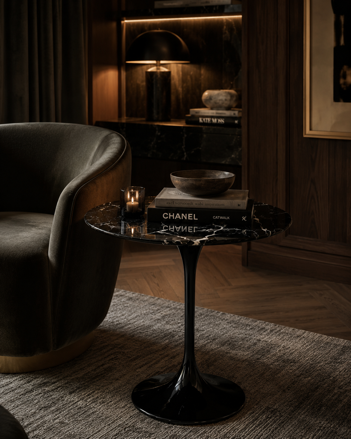 Black Round Marble Table