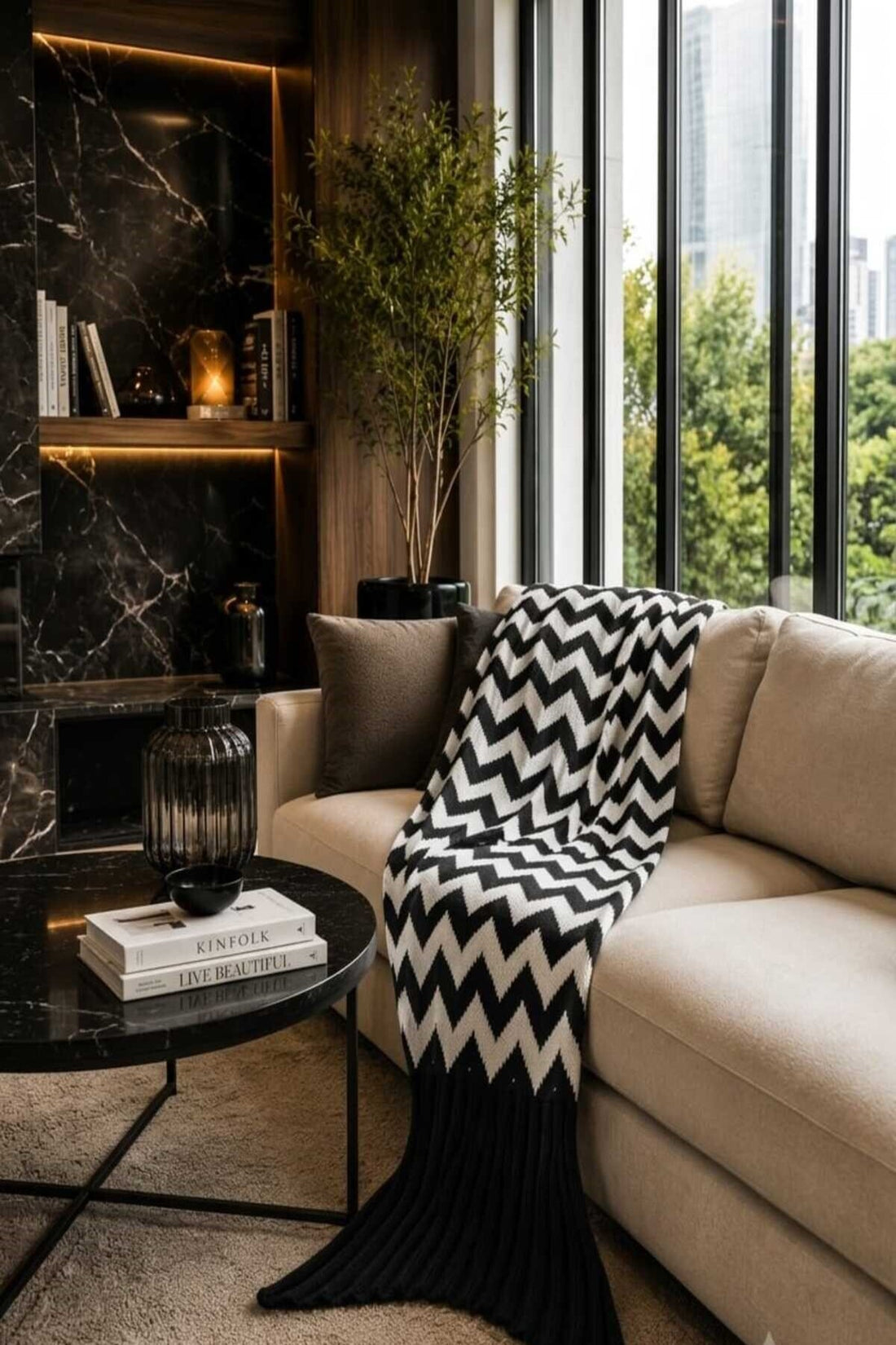 Monochrome Chevron Luxe Throw