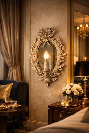 Fleur Antique Mirror Sconce