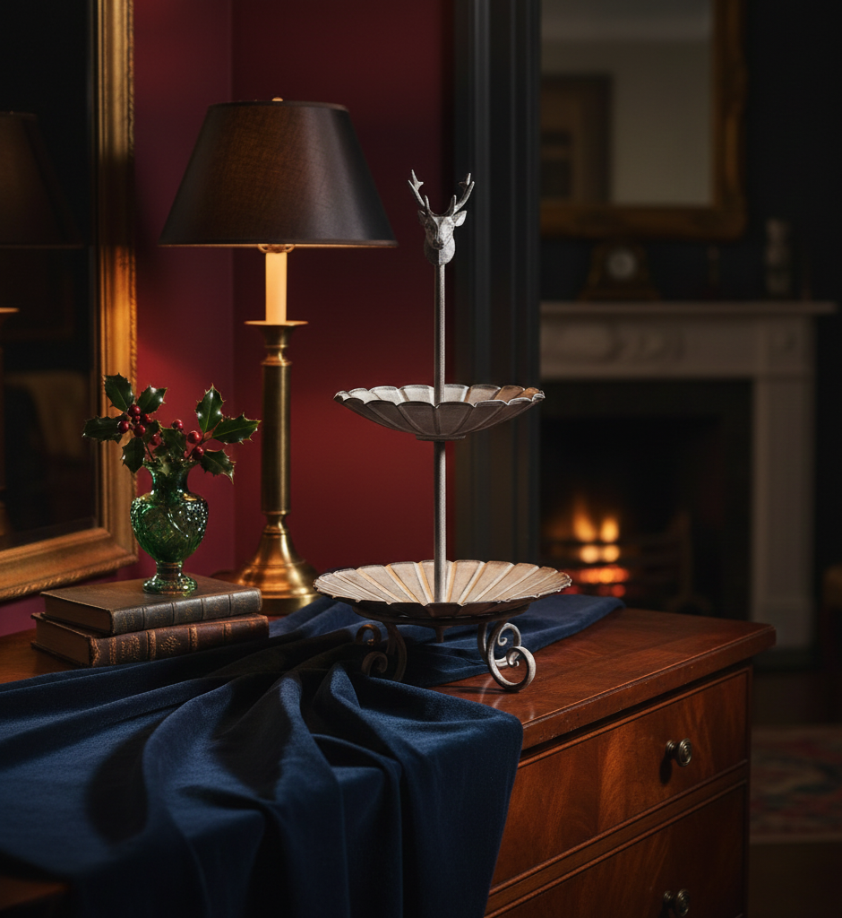 Stag Crest Two-Tier Serving Stand
