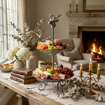 Stag Crest Two-Tier Serving Stand