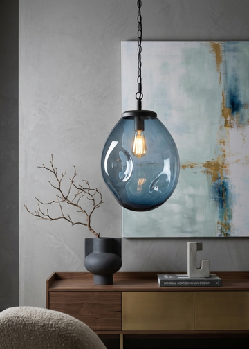 Luna Smoke Blue Glass Pendant Lamp