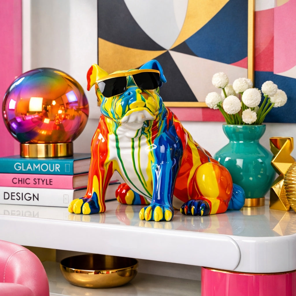 Rainbow Drip Ceramic Bulldog