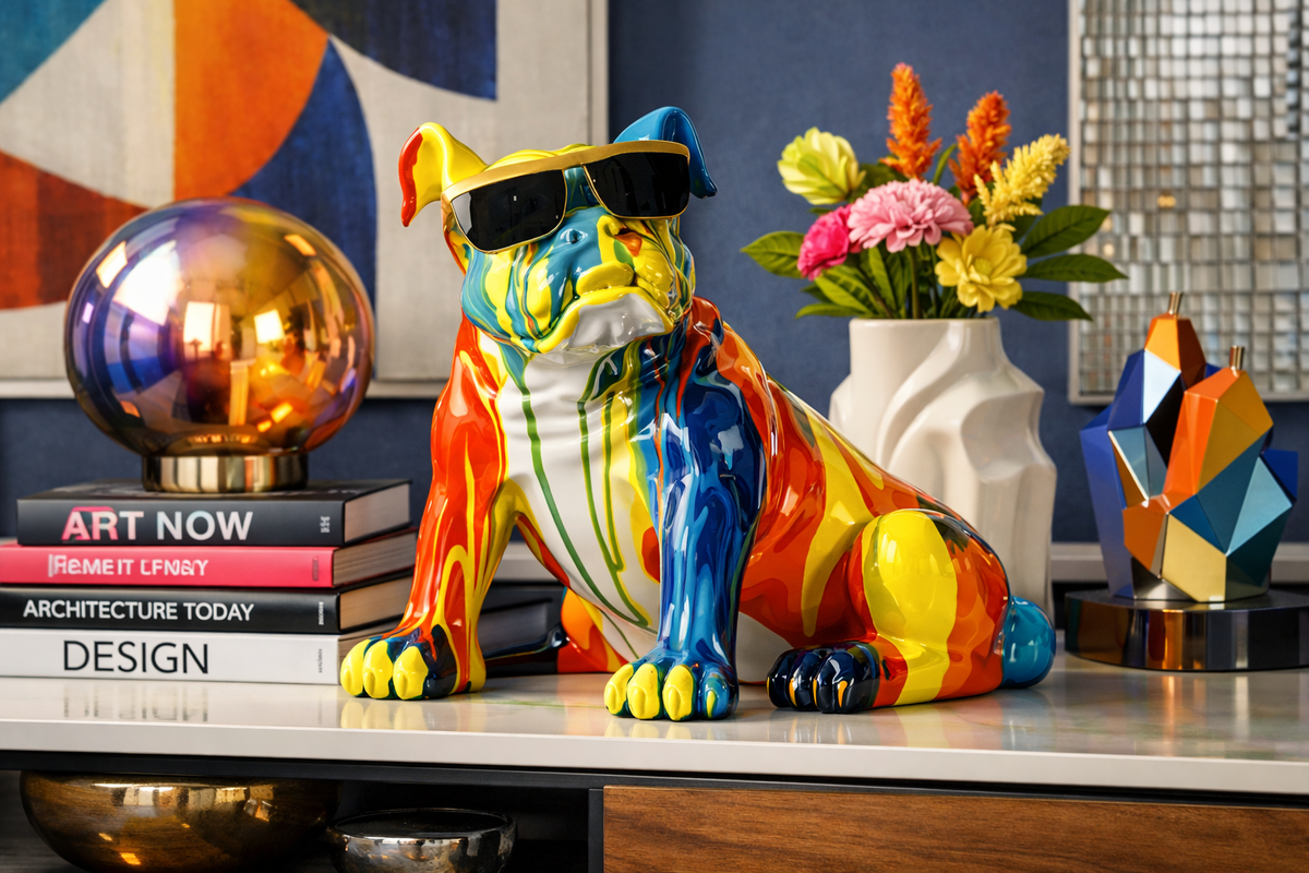 Rainbow Drip Ceramic Bulldog