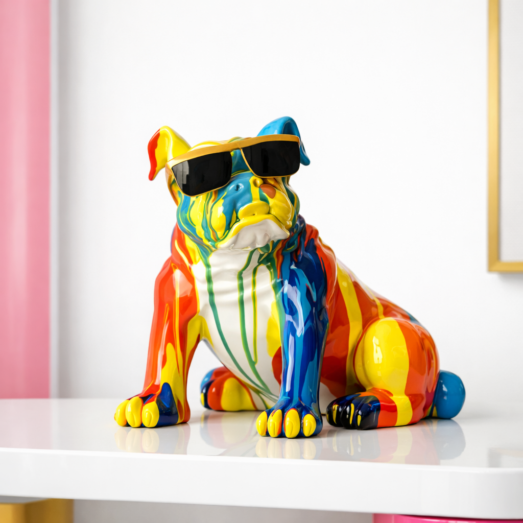 Rainbow Drip Ceramic Bulldog