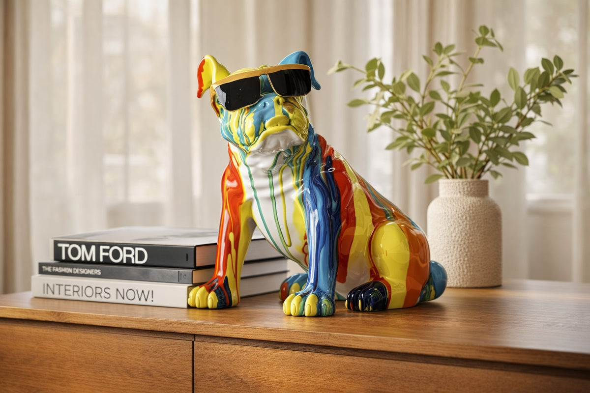 Rainbow Drip Ceramic Bulldog