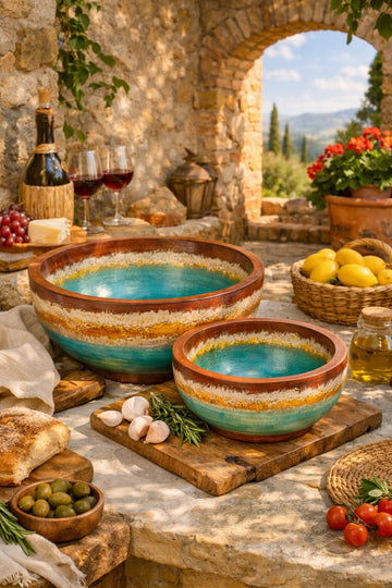 Solterra Hand‑Painted  Wooden Bowls