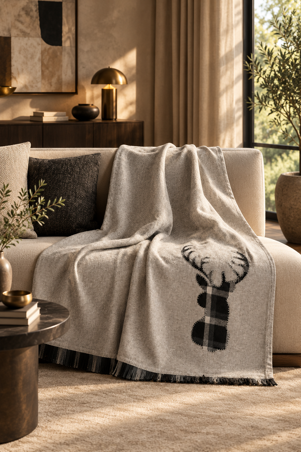 Nordic Stag Luxe Throw Blanket