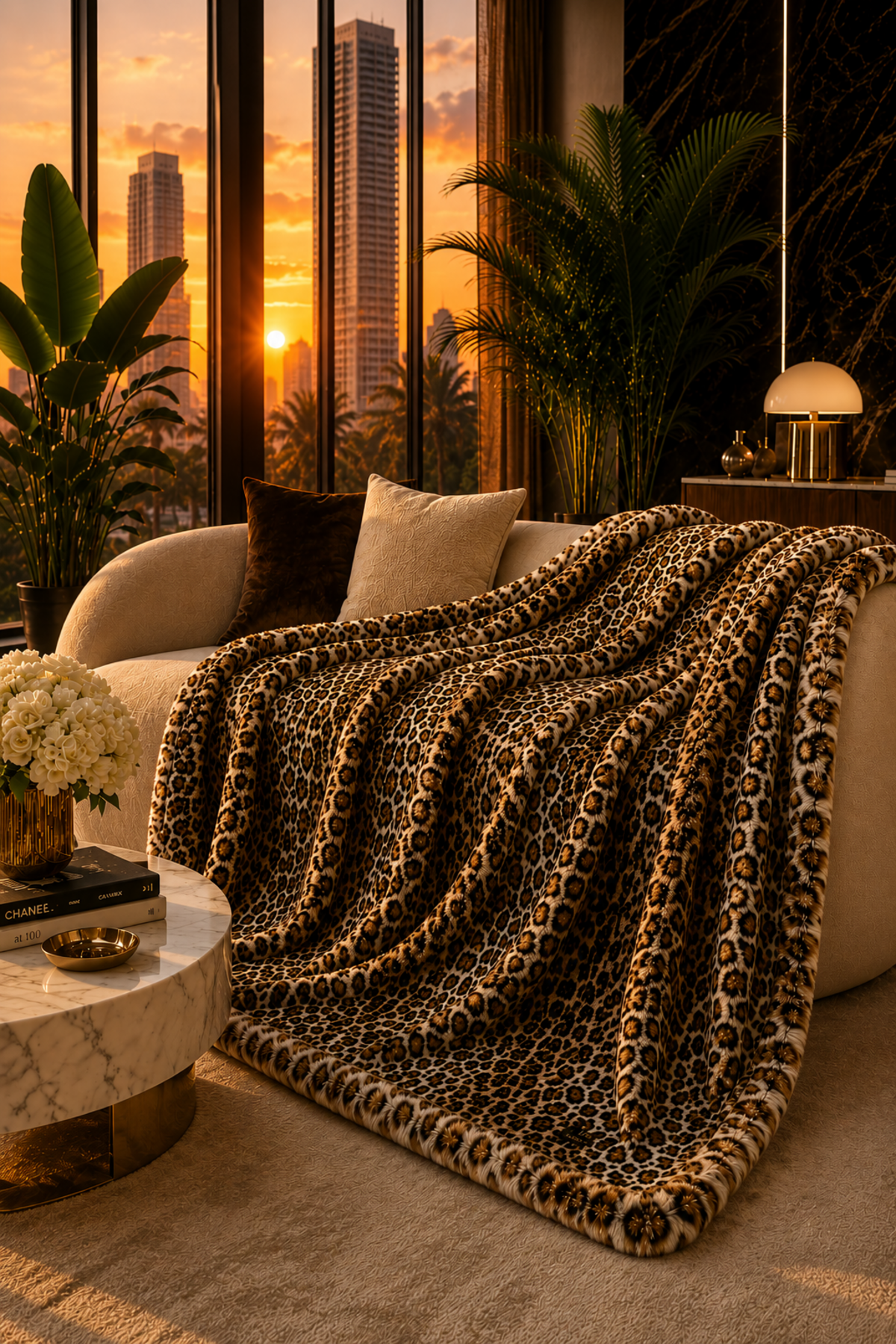 Wild Luxe Leopard Faux Fur Throw