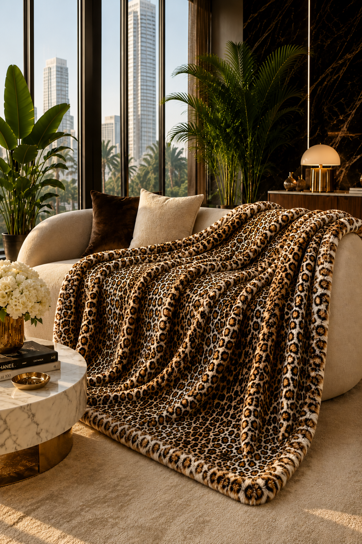 Wild Luxe Leopard Faux Fur Throw