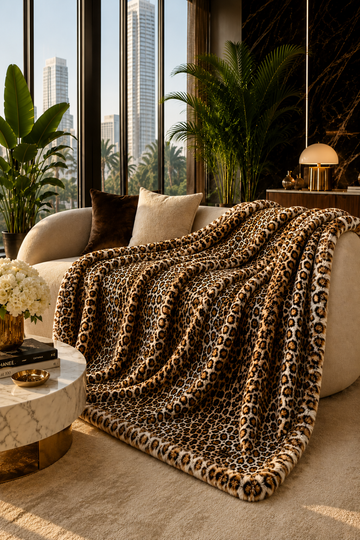 Wild Luxe Leopard Faux Fur Throw